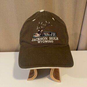 Jackson‎ Hole Wyoming Hat Brown Embroidered Elk Adjustable Baseball Cap